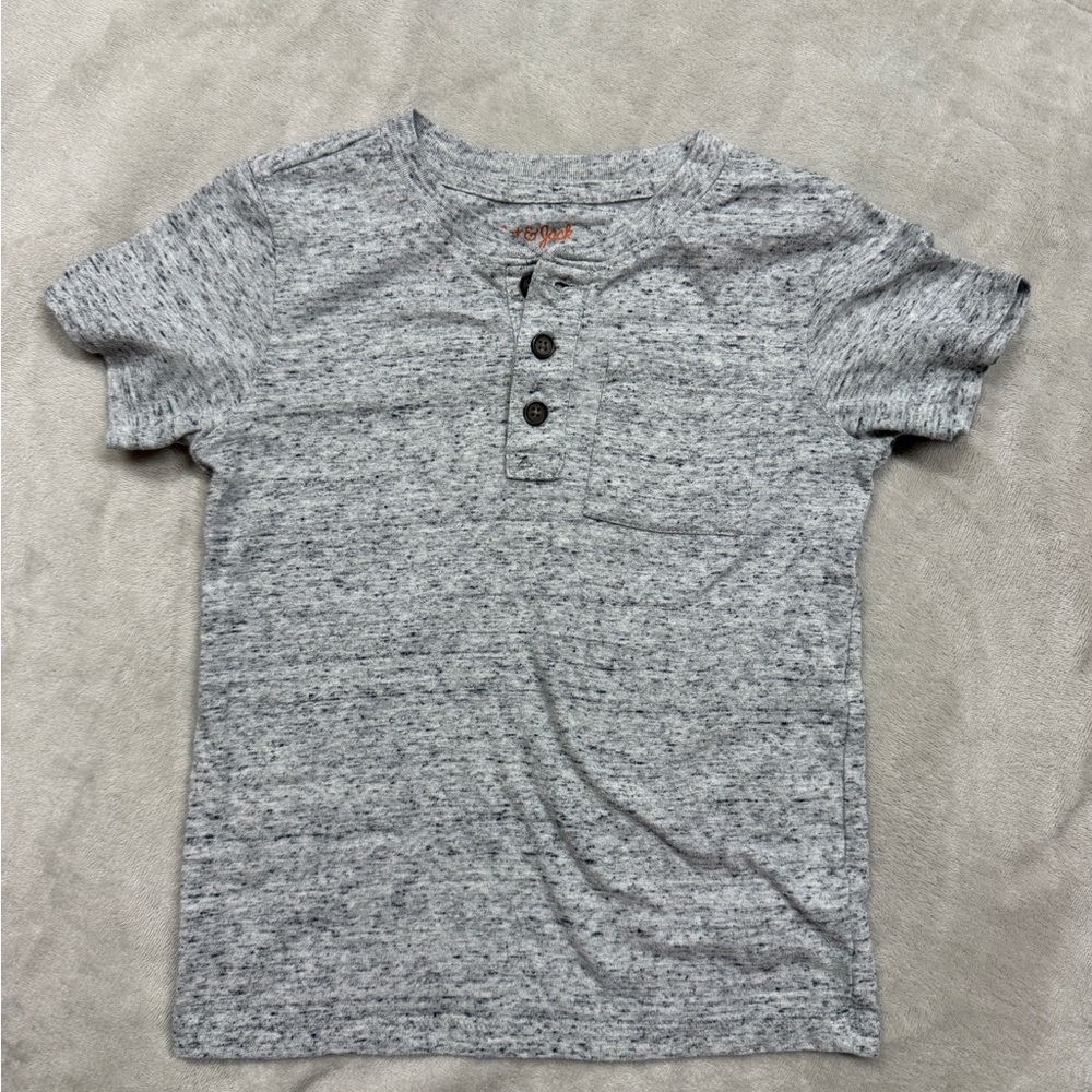 EUC Cat & Jack Heather Gray Kids Henley Tee Boys Size 4T